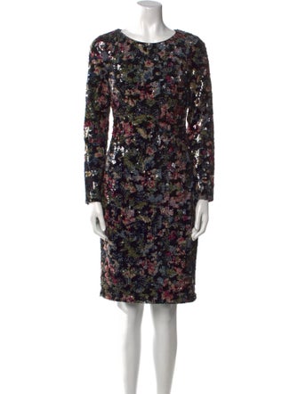 Badgley Mischka Floral Print Knee-Length Dress