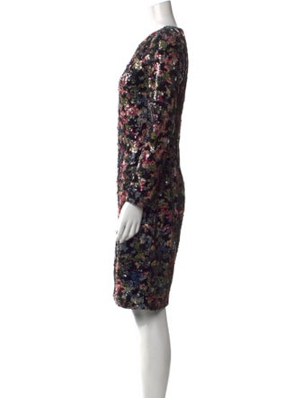 Badgley Mischka Floral Print Knee-Length Dress