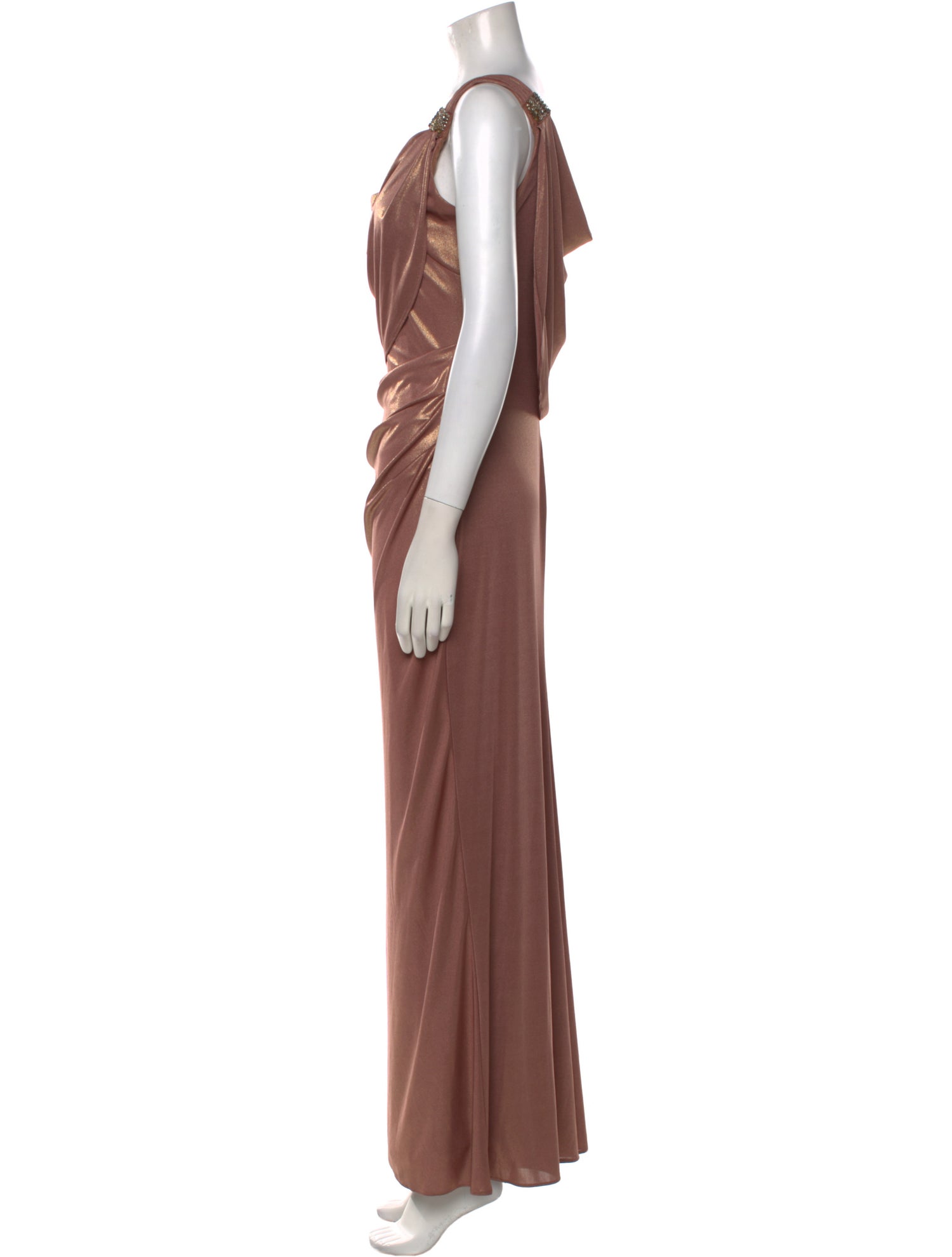 Badgley Mischka Cowl Neck Long Dress