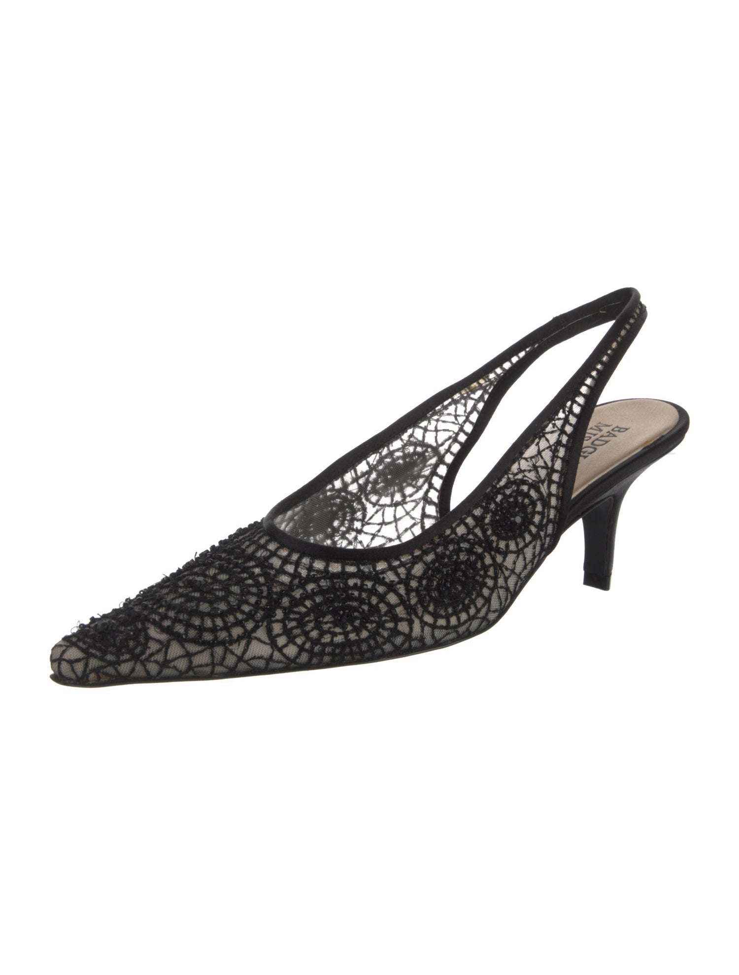 Badgley Mischka Mesh Sequin Embellishments Slingback Pumps