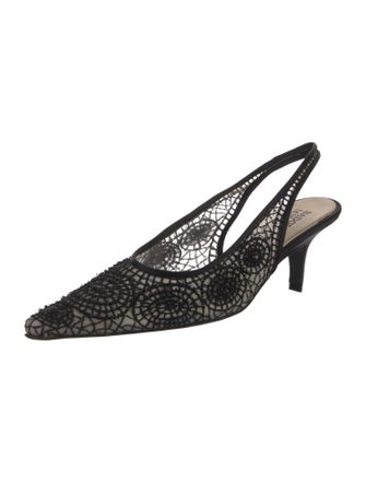 Badgley Mischka Mesh Sequin Embellishments Slingback Pumps