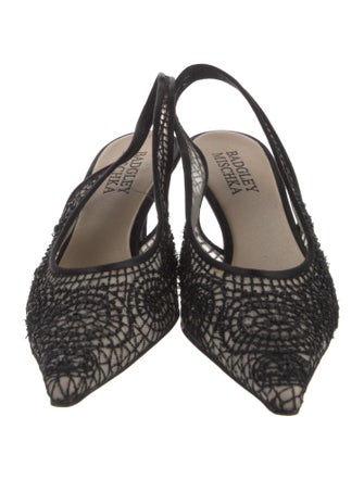 Badgley Mischka Mesh Sequin Embellishments Slingback Pumps
