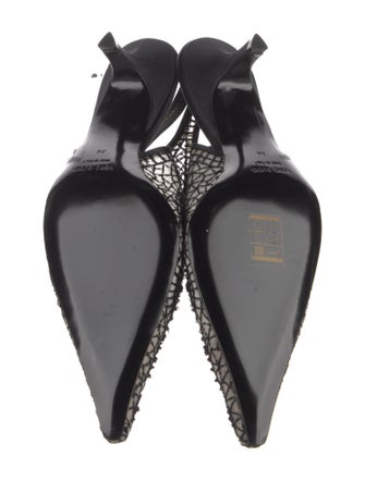 Badgley Mischka Mesh Sequin Embellishments Slingback Pumps