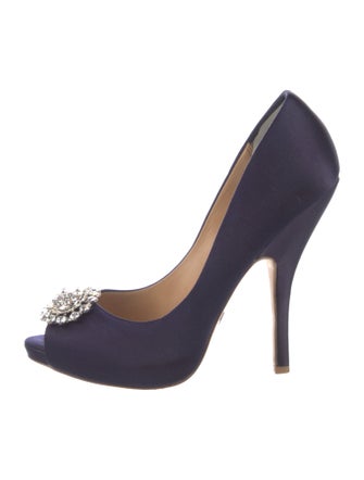 Badgley Mischka Satin Crystal Embellishments Pumps