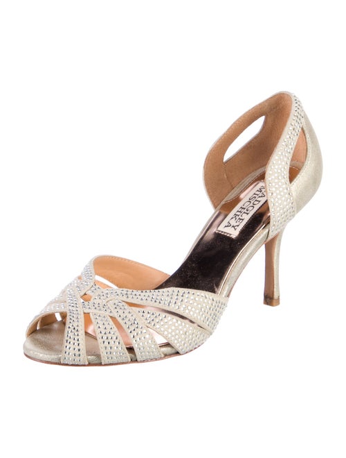 Badgley Mischka Suede Crystal Embellishments D'Orsay Pumps