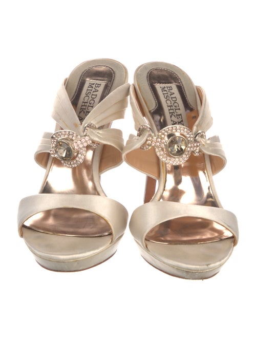 Badgley Mischka Satin Crystal Embellishments Slides