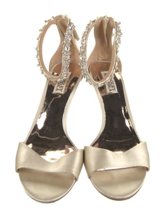 Badgley Mischka Satin Crystal Embellishments Sandals