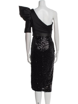 Badgley Mischka One-Shoulder Midi Length Dress