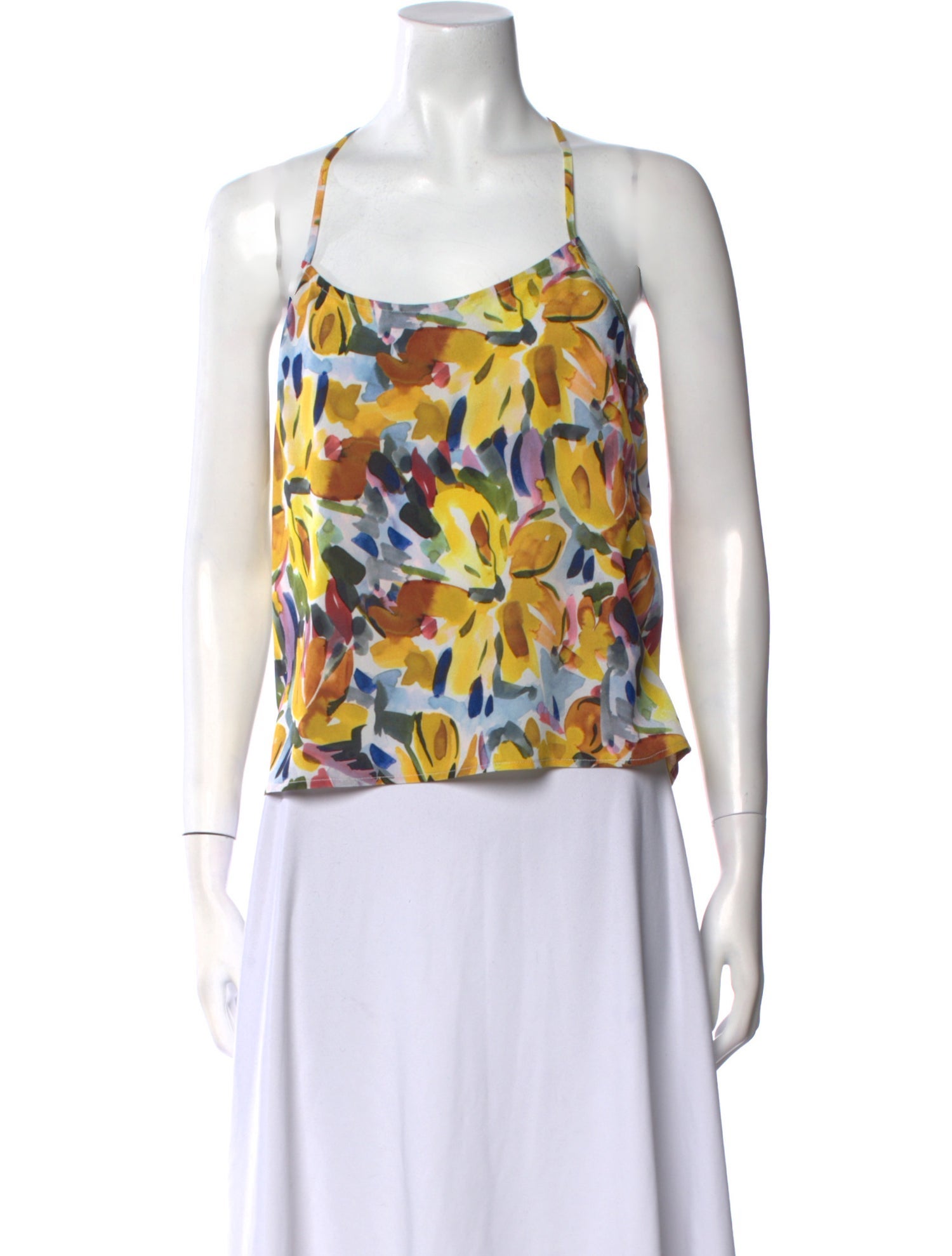 Badgley Mischka Floral Print Square Neckline Top
