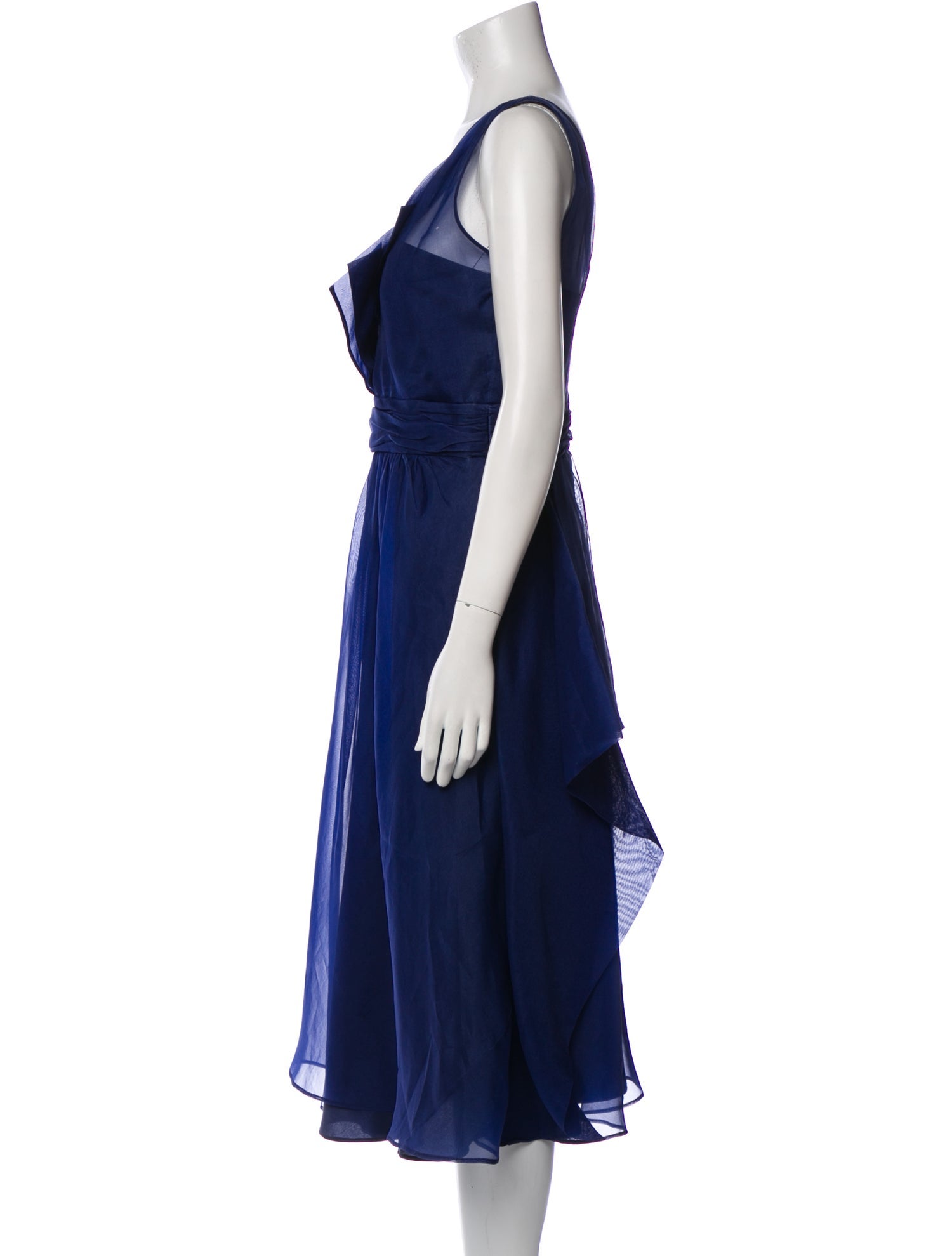 Badgley Mischka Silk Midi Length Dress