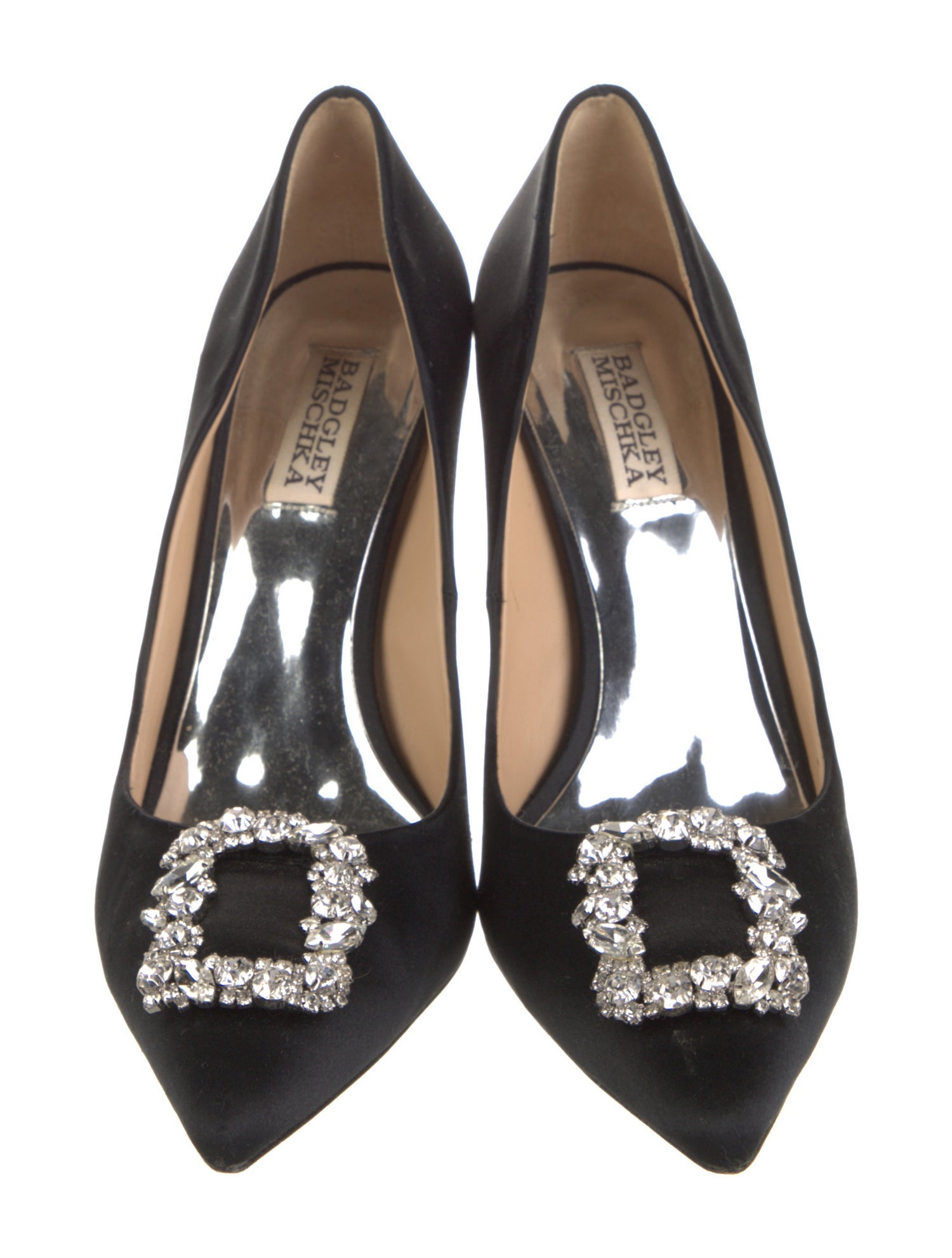 Badgley Mischka Satin Crystal Embellishments Pumps
