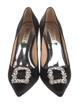 Badgley Mischka Satin Crystal Embellishments Pumps