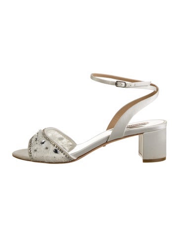 Badgley Mischka Sandals Satin Crystal Embellishments US 9 |