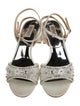 Badgley Mischka Satin Crystal Embellishments Sandals