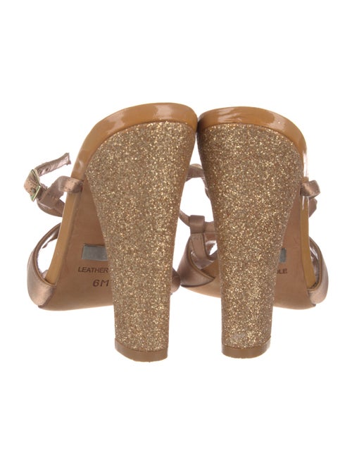 Badgley Mischka Satin Glitter Accents T-Strap Sandals
