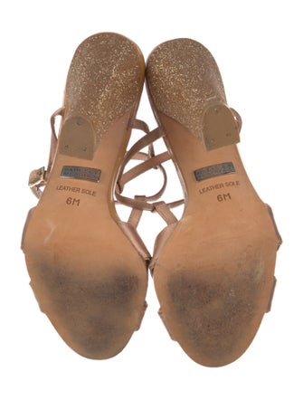 Badgley Mischka Satin Glitter Accents T-Strap Sandals