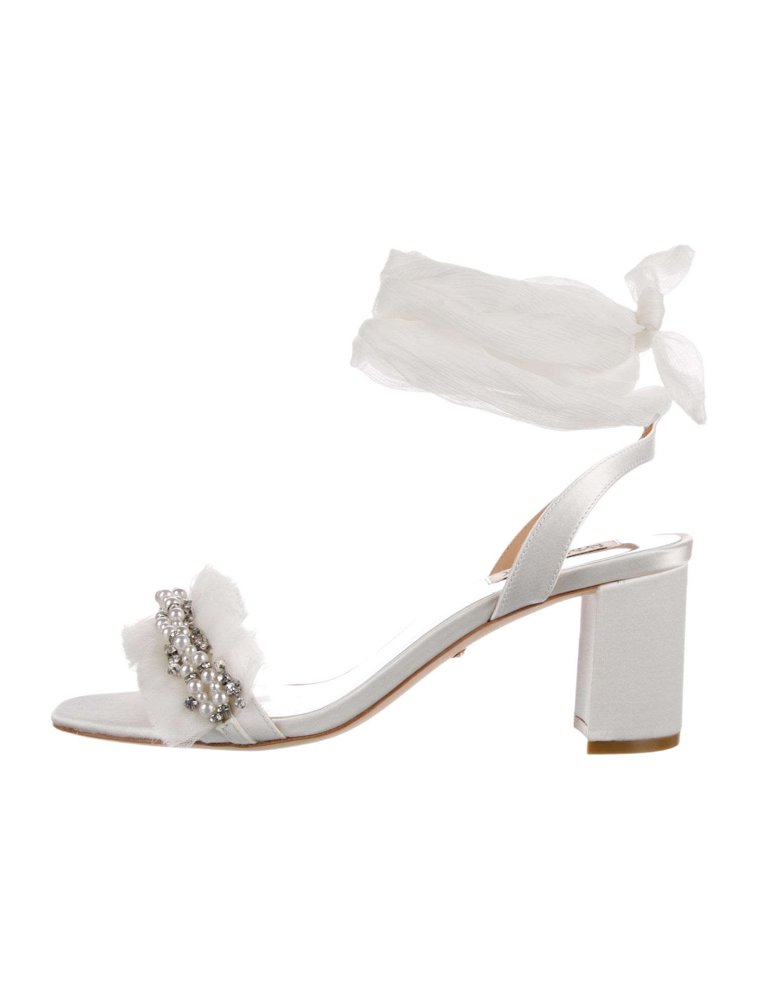 Badgley Mischka Satin Crystal Embellishments Slingback Sandals