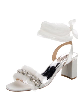 Badgley Mischka Satin Crystal Embellishments Slingback Sandals