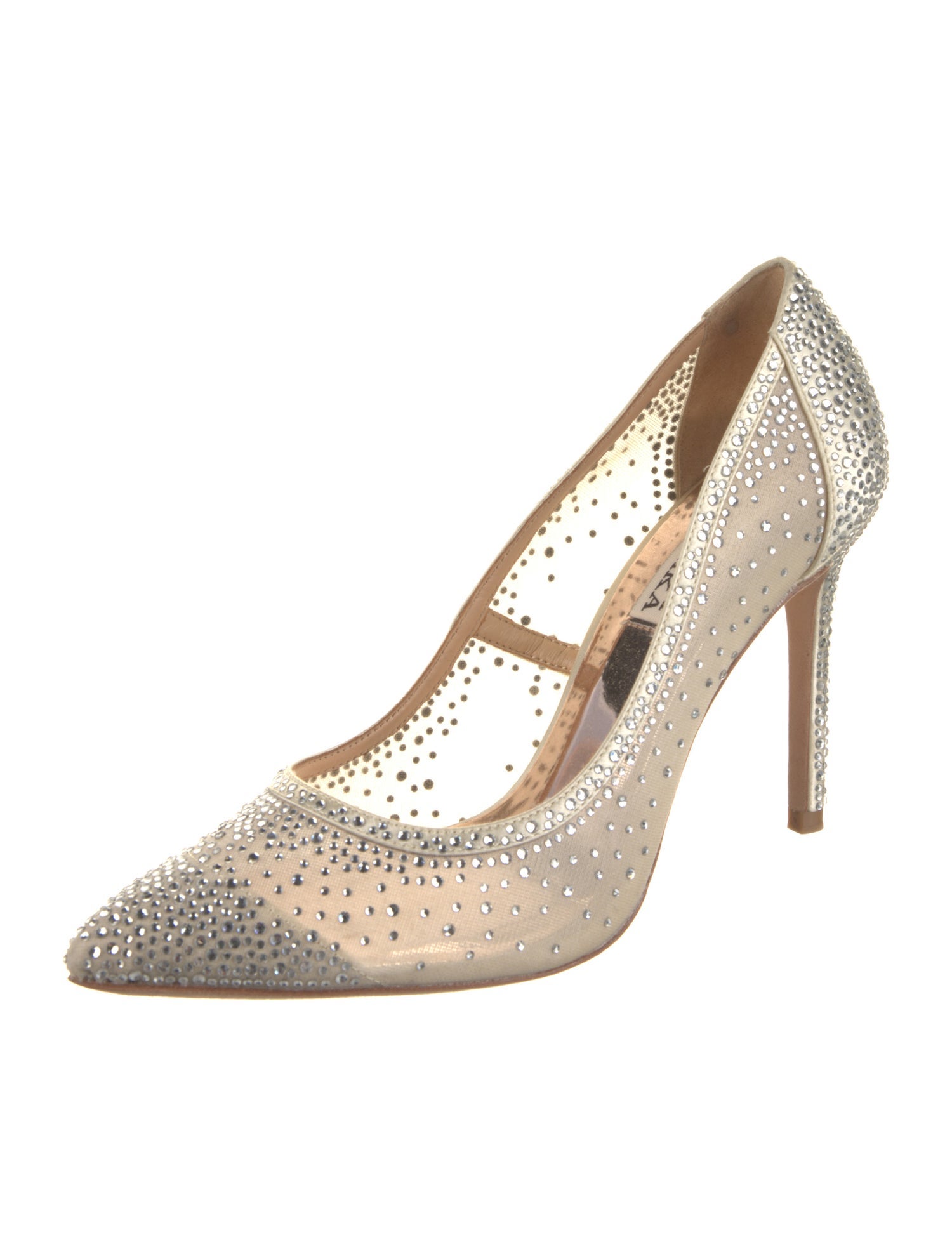 Badgley Mischka Mesh Crystal Embellishments Pumps