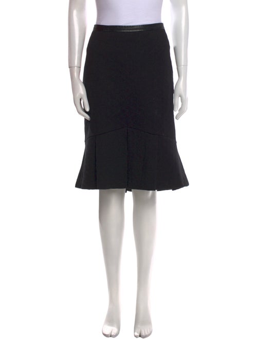 Badgley Mischka Leather Trim Embellishment Knee-Length Skirt