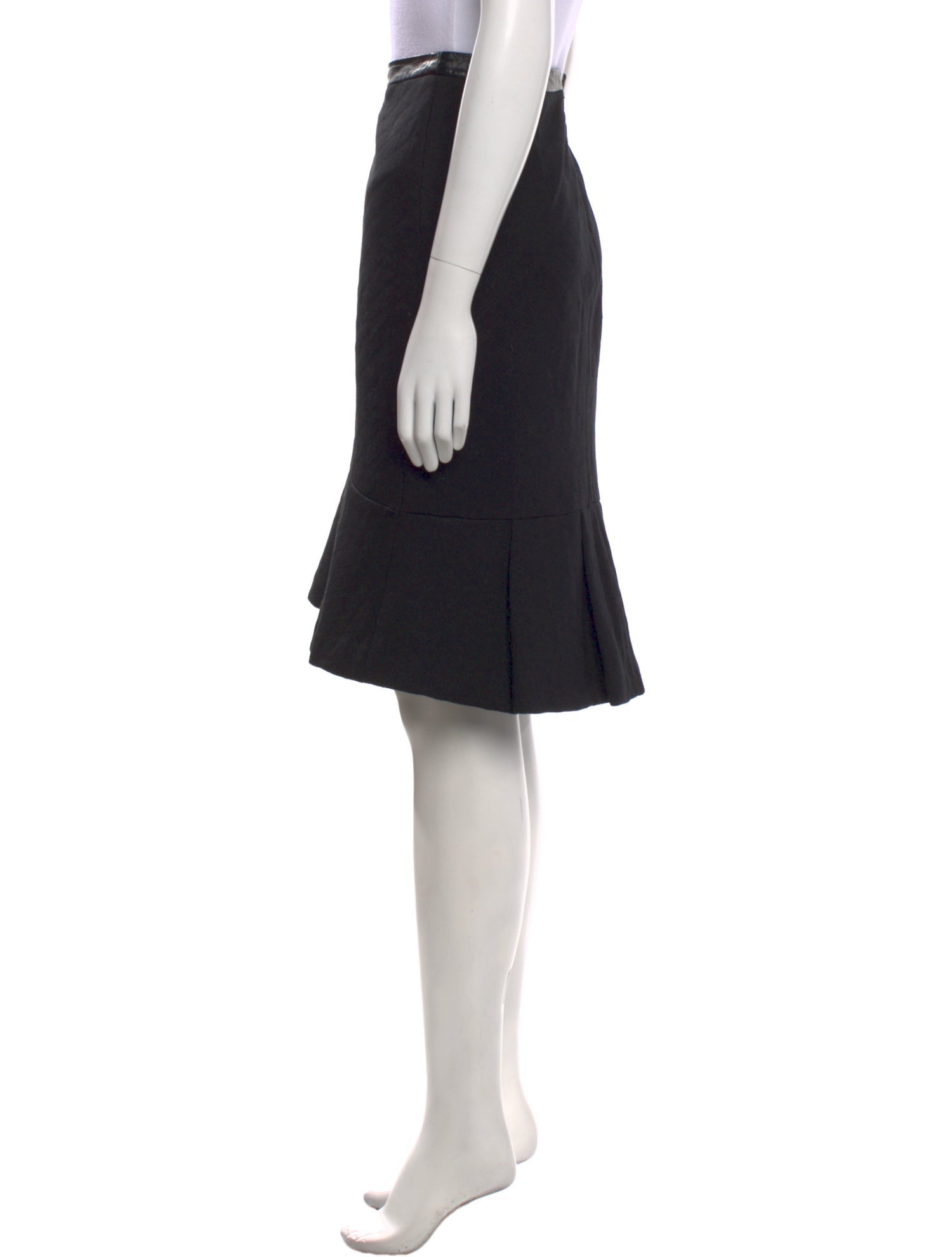 Badgley Mischka Leather Trim Embellishment Knee-Length Skirt