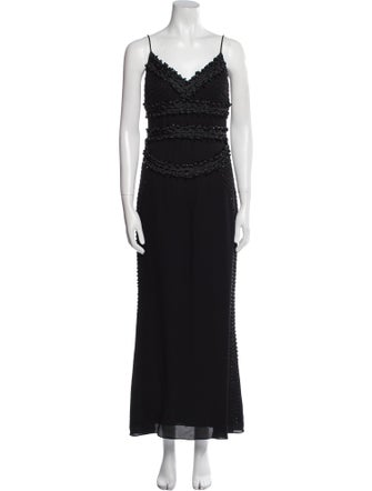 Badgley Mischka V-Neck Long Dress