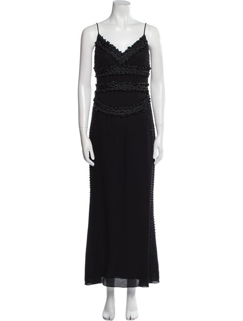 Badgley Mischka V-Neck Long Dress