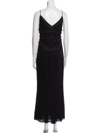 Badgley Mischka V-Neck Long Dress