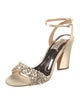 Badgley Mischka Satin Crystal Embellishments Sandals