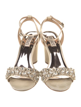Badgley Mischka Satin Crystal Embellishments Sandals