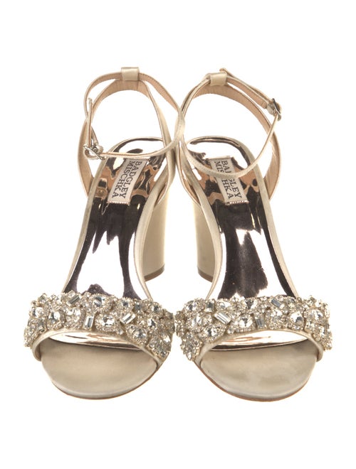 Badgley Mischka Satin Crystal Embellishments Sandals