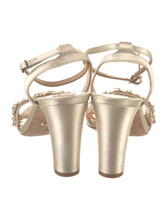 Badgley Mischka Satin Crystal Embellishments Sandals