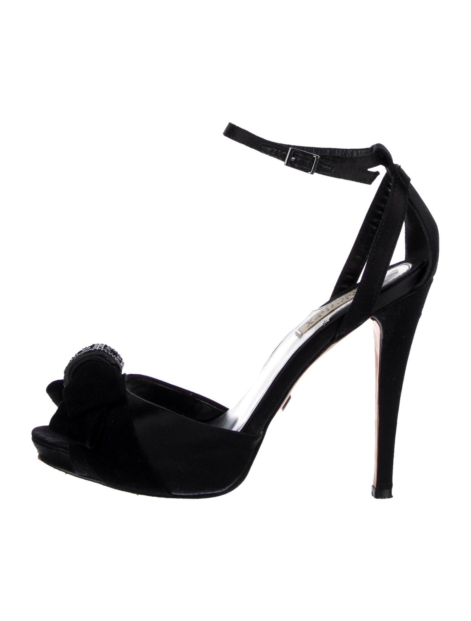 Badgley Mischka Satin Crystal Embellishments D'Orsay Pumps