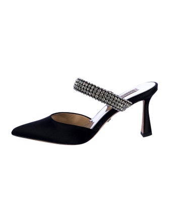 Badgley Mischka Satin Crystal Embellishments Mules