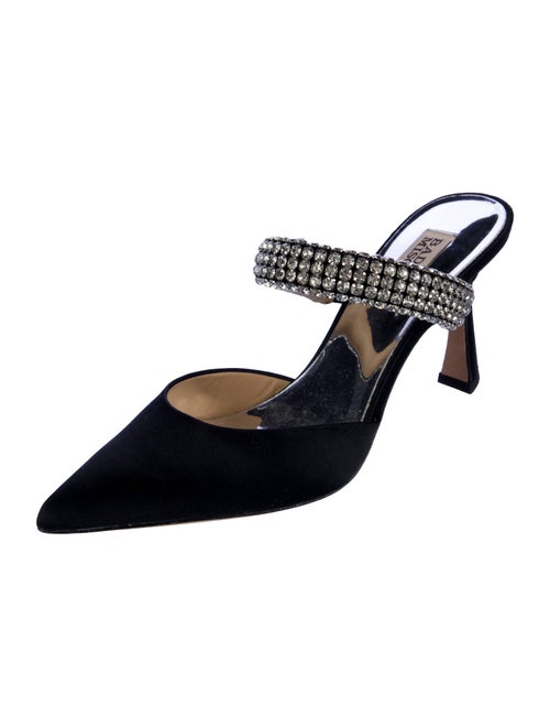 Badgley Mischka Satin Crystal Embellishments Mules