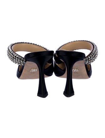 Badgley Mischka Satin Crystal Embellishments Mules