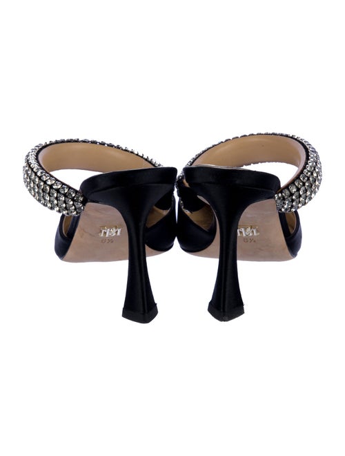 Badgley Mischka Satin Crystal Embellishments Mules