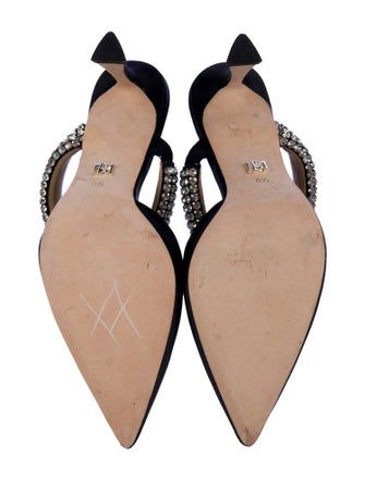 Badgley Mischka Satin Crystal Embellishments Mules