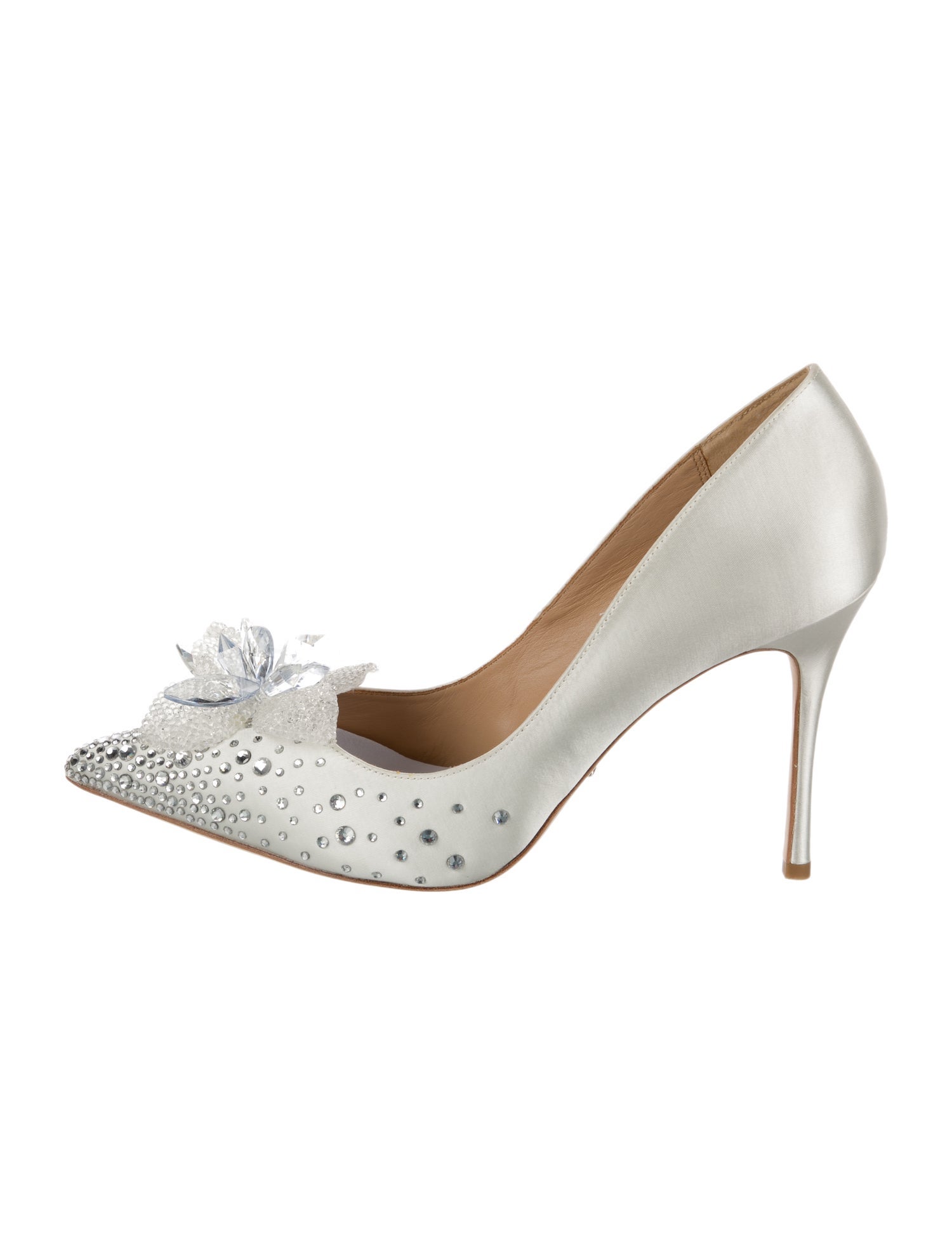 Badgley Mischka Satin Crystal Embellishments Pumps