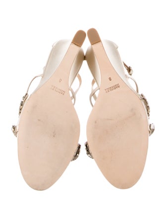 Badgley Mischka Satin Crystal Embellishments Slingback Sandals