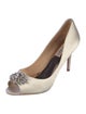 Badgley Mischka Satin Crystal Embellishments Pumps