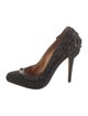 Badgley Mischka Leather Ruffle Embellishment Pumps