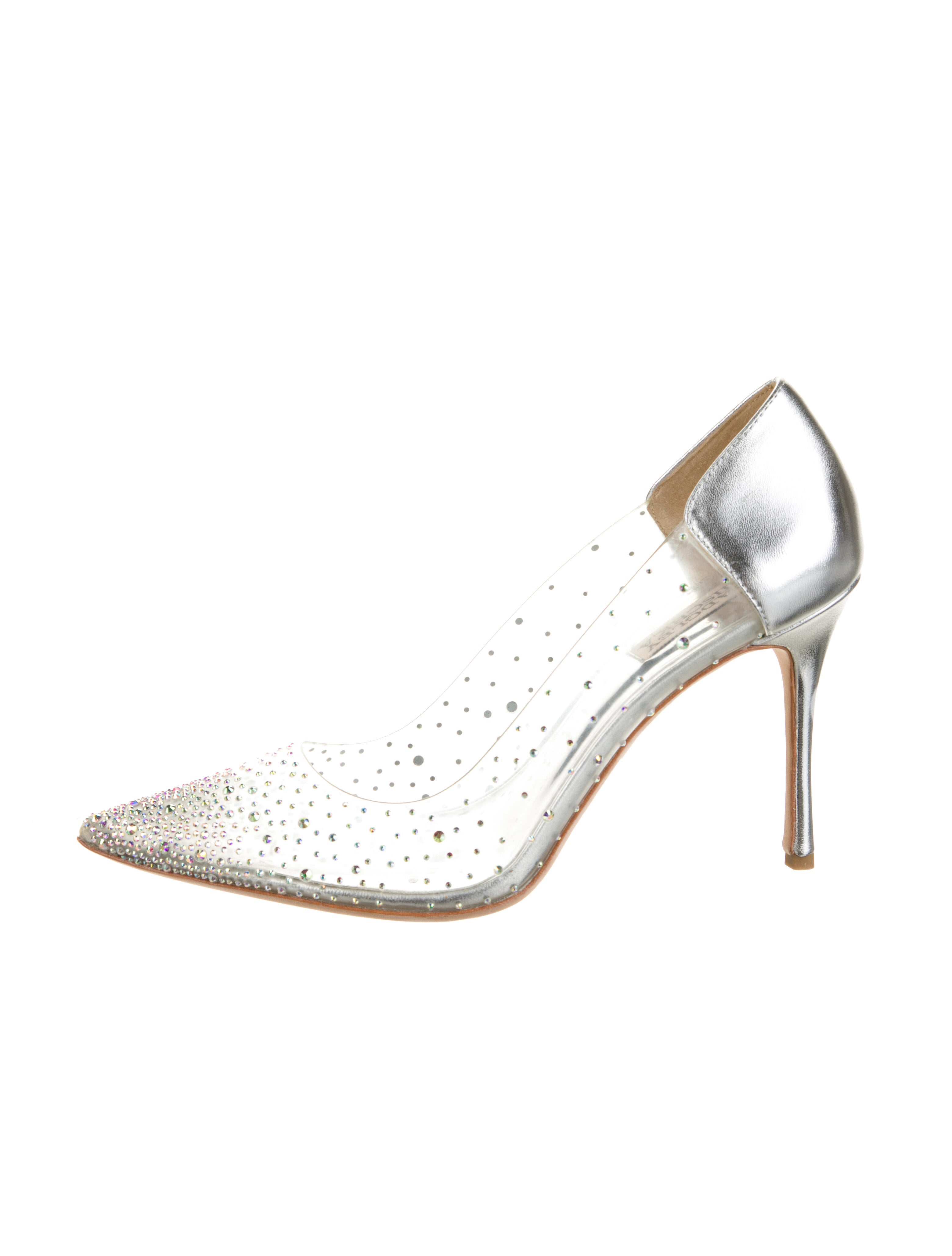 Badgley Mischka PVC Crystal Embellishments Slingback Pumps
