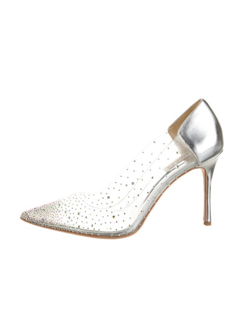 Badgley Mischka PVC Crystal Embellishments Slingback Pumps