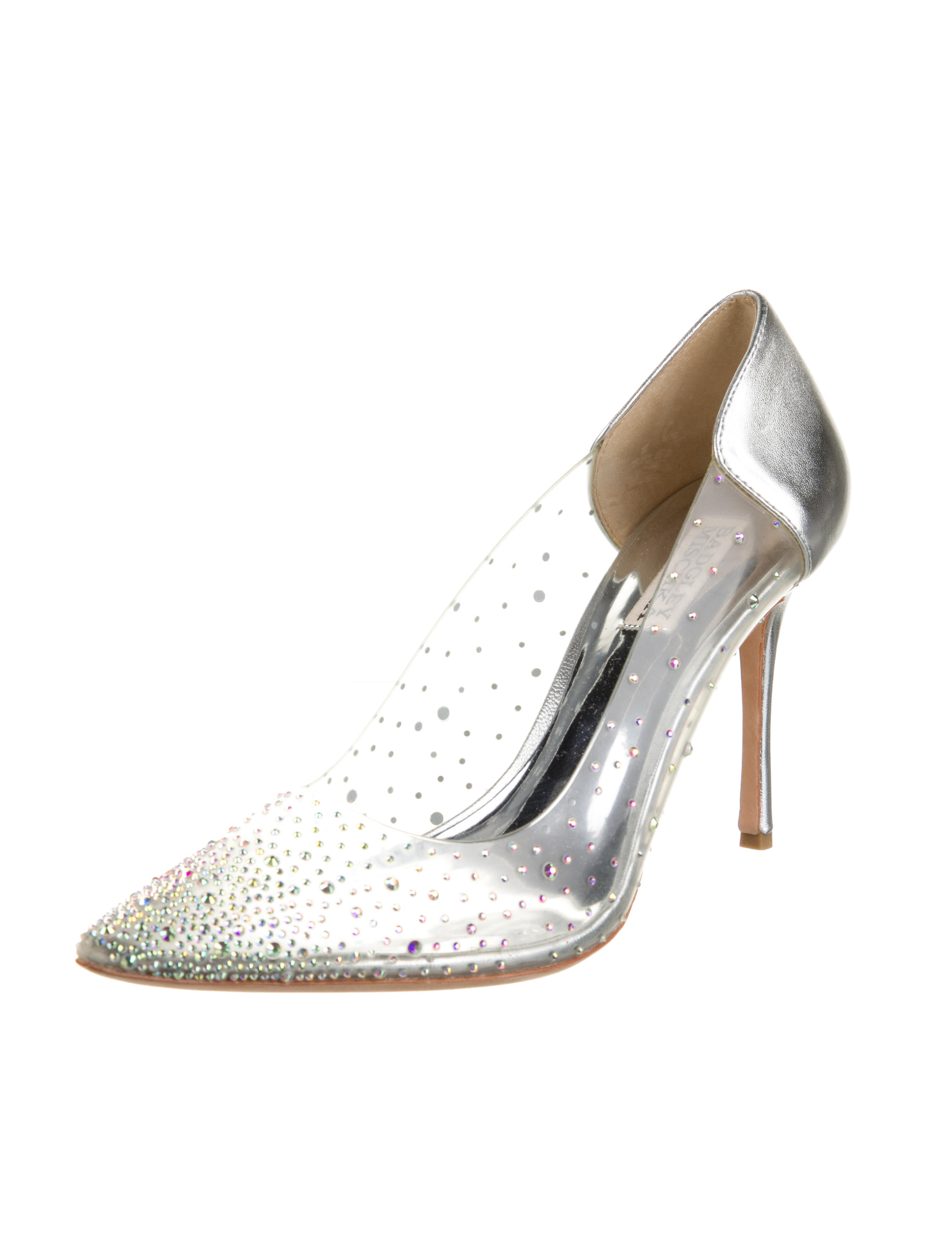 Badgley Mischka PVC Crystal Embellishments Slingback Pumps