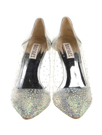 Badgley Mischka PVC Crystal Embellishments Slingback Pumps