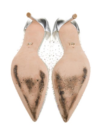 Badgley Mischka PVC Crystal Embellishments Slingback Pumps