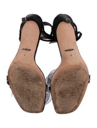 Badgley Mischka Satin Crystal Embellishments Slingback Sandals