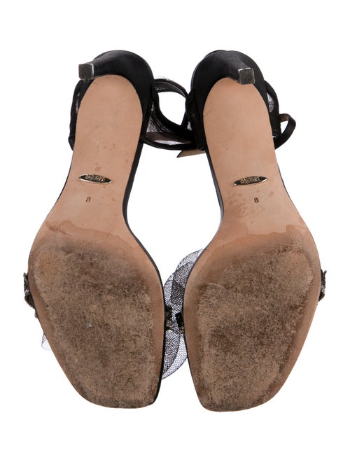 Badgley Mischka Satin Crystal Embellishments Slingback Sandals