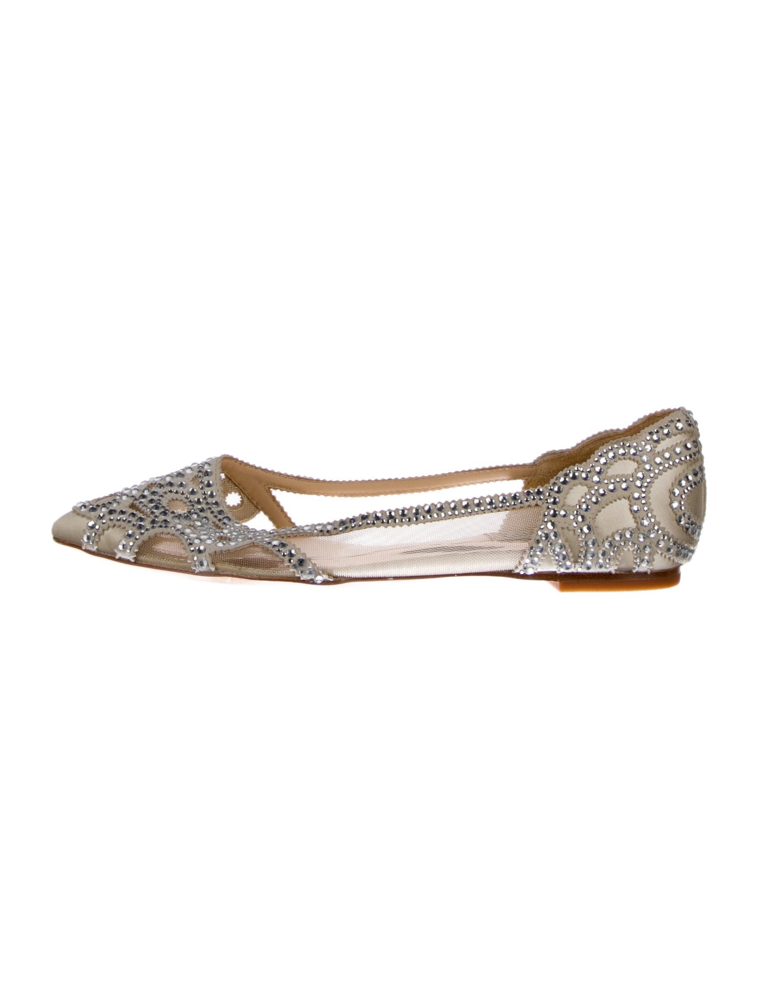 Badgley Mischka Mesh Crystal Embellishments D'Orsay Flats